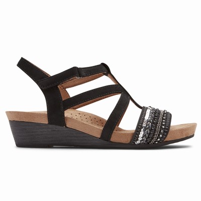 Rockport Cobb Hill Hollywood Slingback Wedges Damen Schwarz DLX-762459